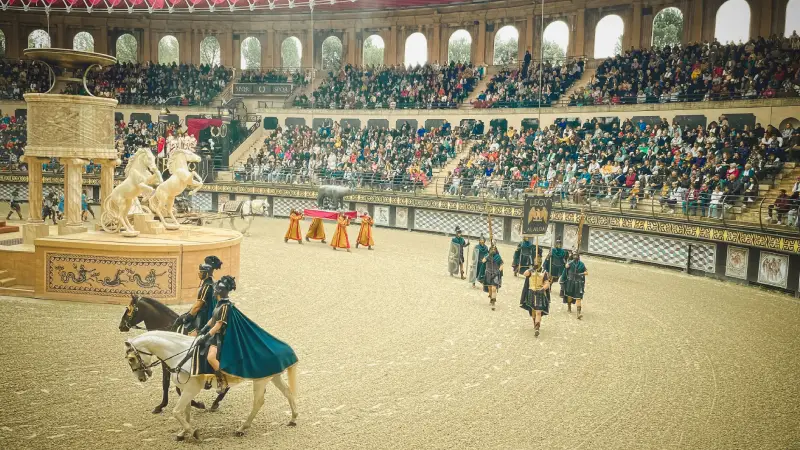 Ejemplo de eventos de recreación histórica en parques temáticos.